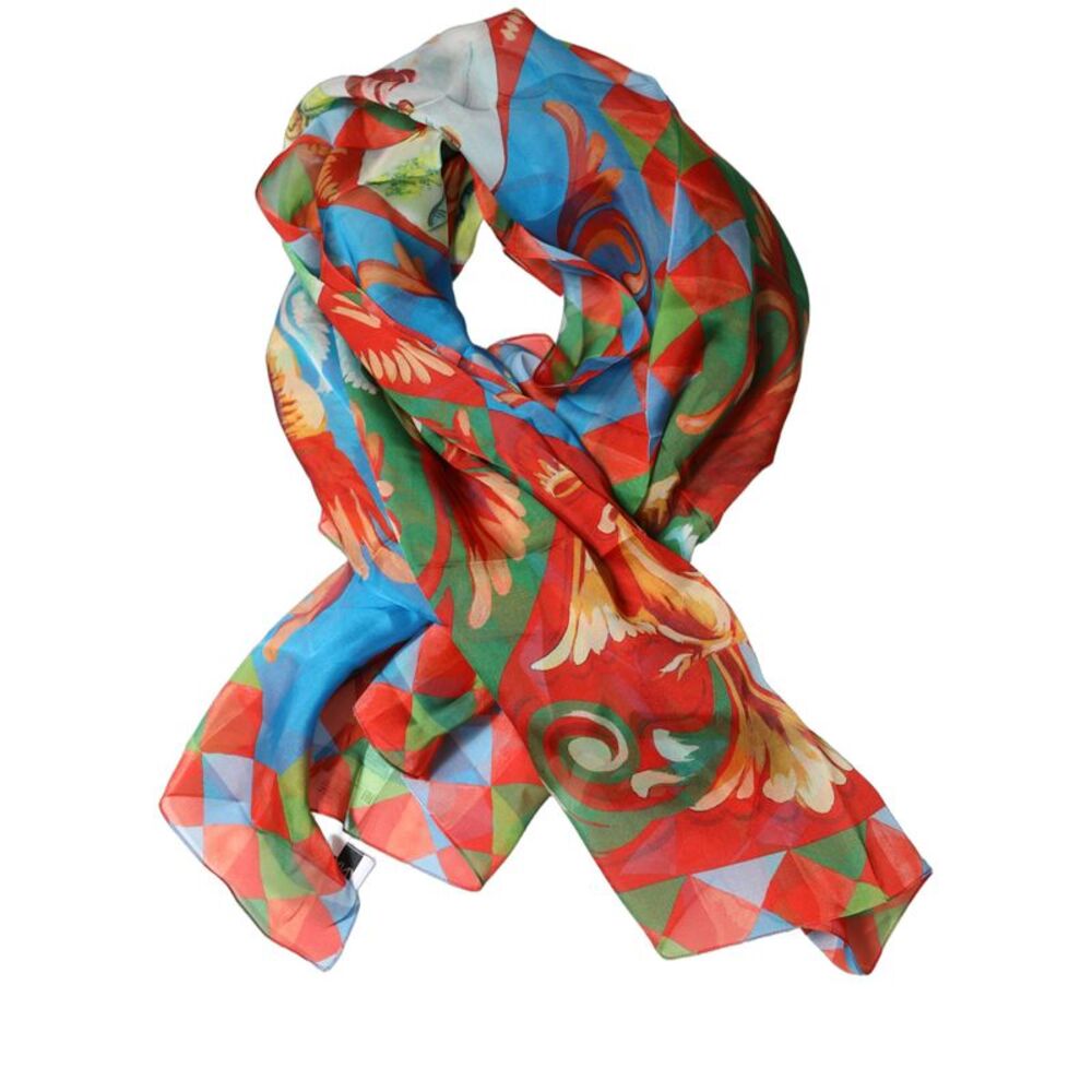 Dolce & Gabbana Multicolor Silk Printed Square Foulard Women's Scarf